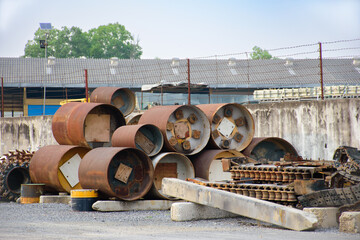 Industrial scrap metal pile