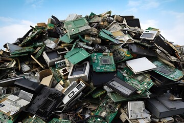 Circuit board e-waste pile