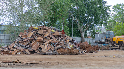 Mixed scrap pile at an outdoor yard
