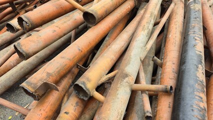 Rusted steel pipe scrap pile